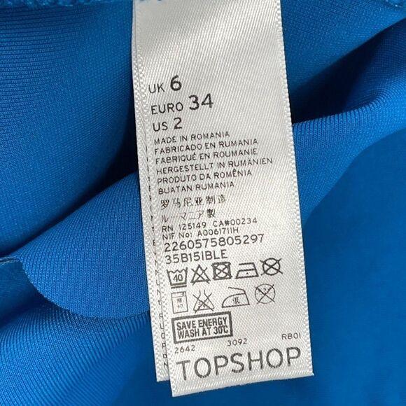TOPSHOP Scallop Cutout Sleeveless Jersey Bodycon Mini Bodycon Dress Blue 2 - Picture 8 of 8